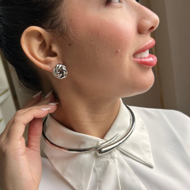 Choker Aro Biju Fina Dourado/Ródio