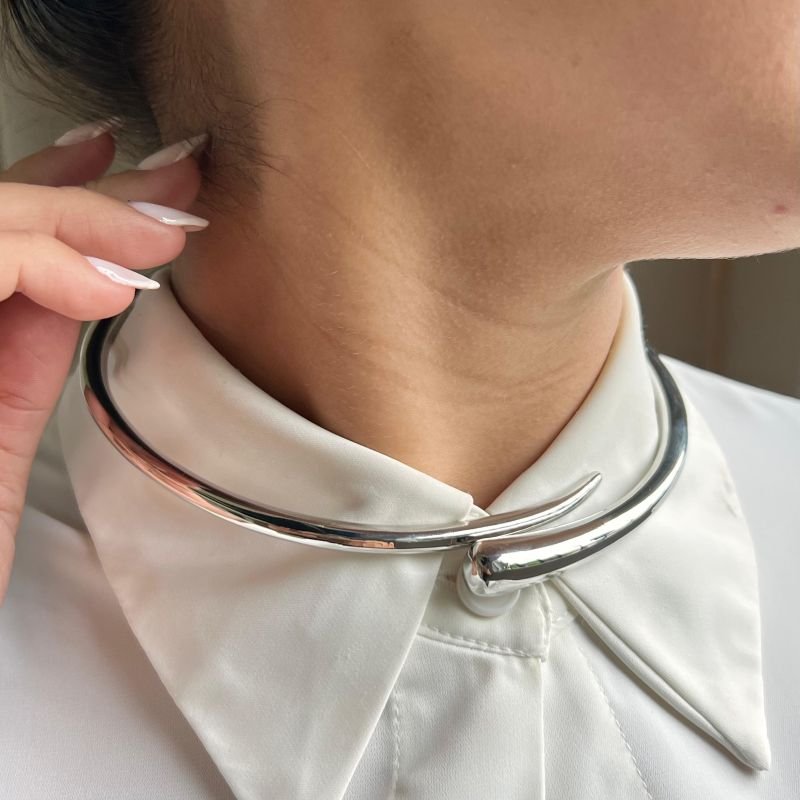 Choker Aro Biju Fina Dourado/Ródio