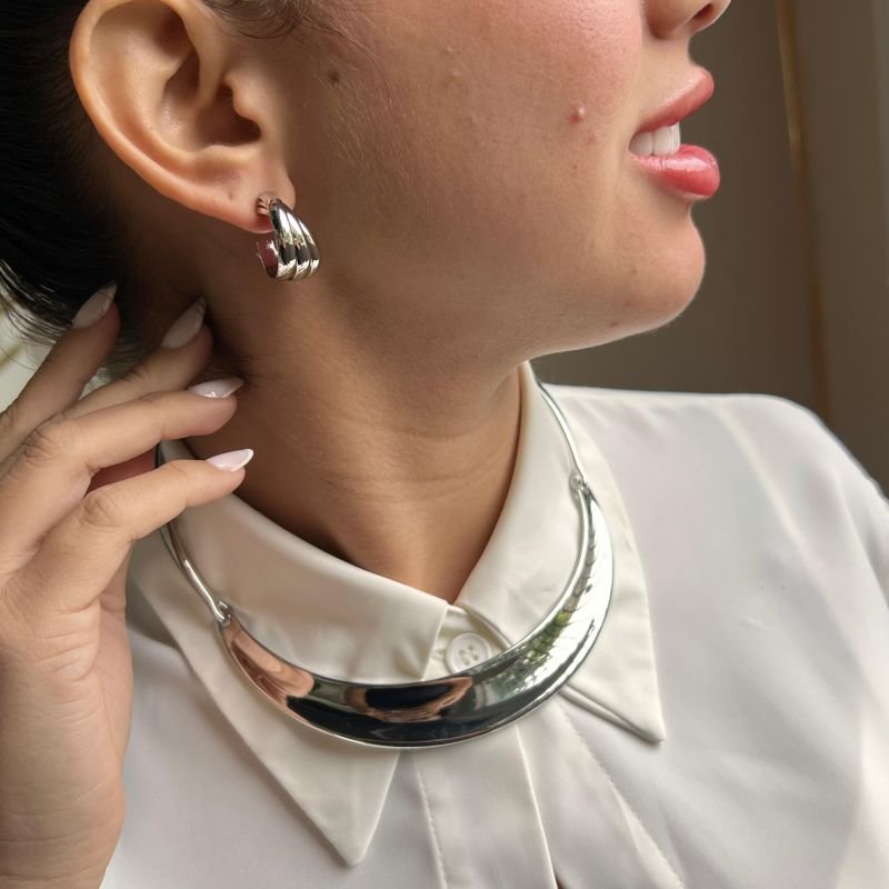 Choker Aro Biju Fina Dourado/Ródio