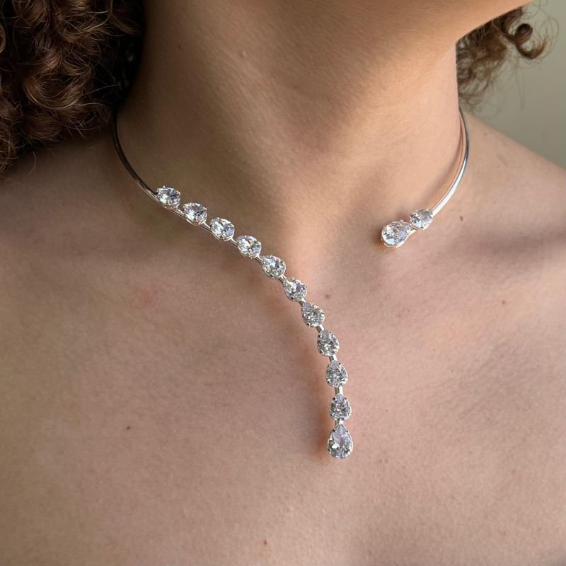 Choker Aro Com Gotas De Zircônia Banho Ouro 18k/Prata 925