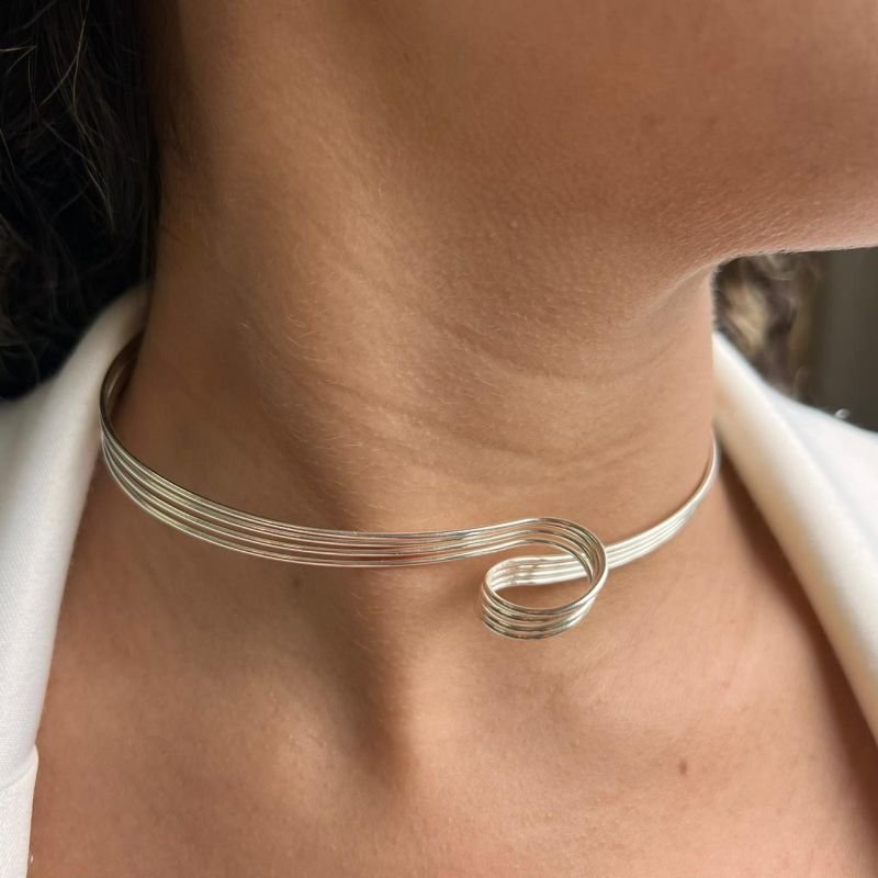 Choker Aro Espiral Banho Ouro 18k/Prata 925
