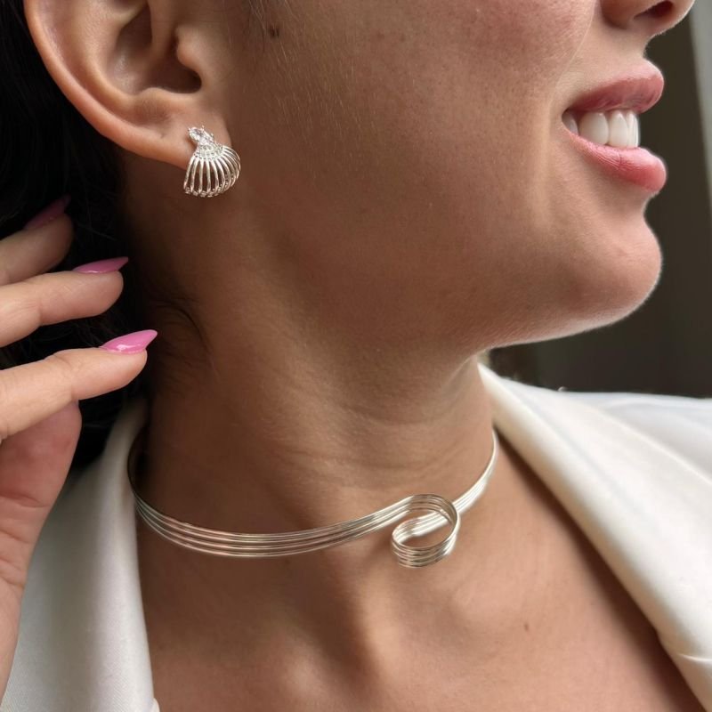 Choker Aro Espiral Banho Ouro 18k/Prata 925