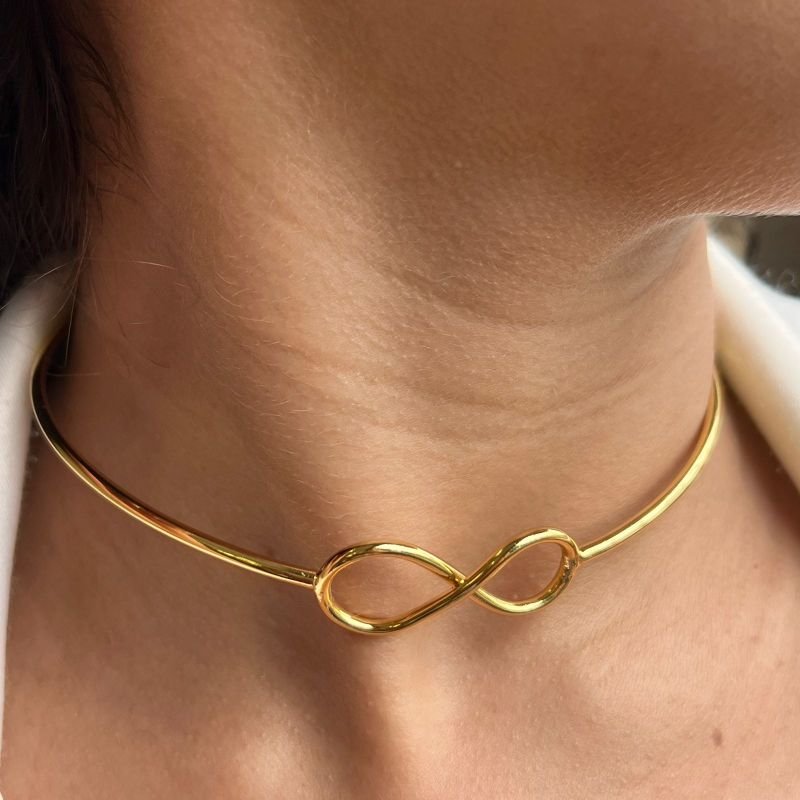Choker Aro Infinito Banho Ouro 18k