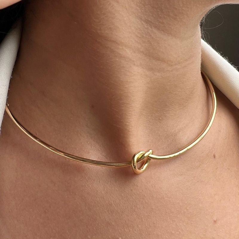 Choker Aro Nó Biju Fina Dourado/Ródio