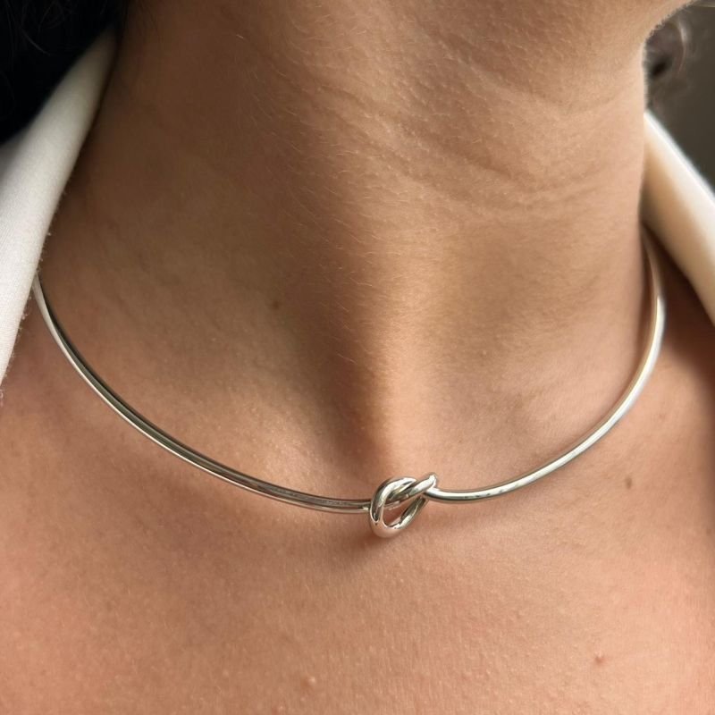 Choker Aro Nó Biju Fina Dourado/Ródio