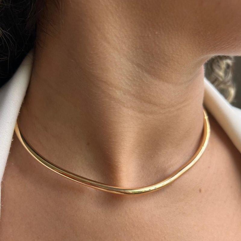 Choker Aro Rígido Biju Fina Dourado/Ródio