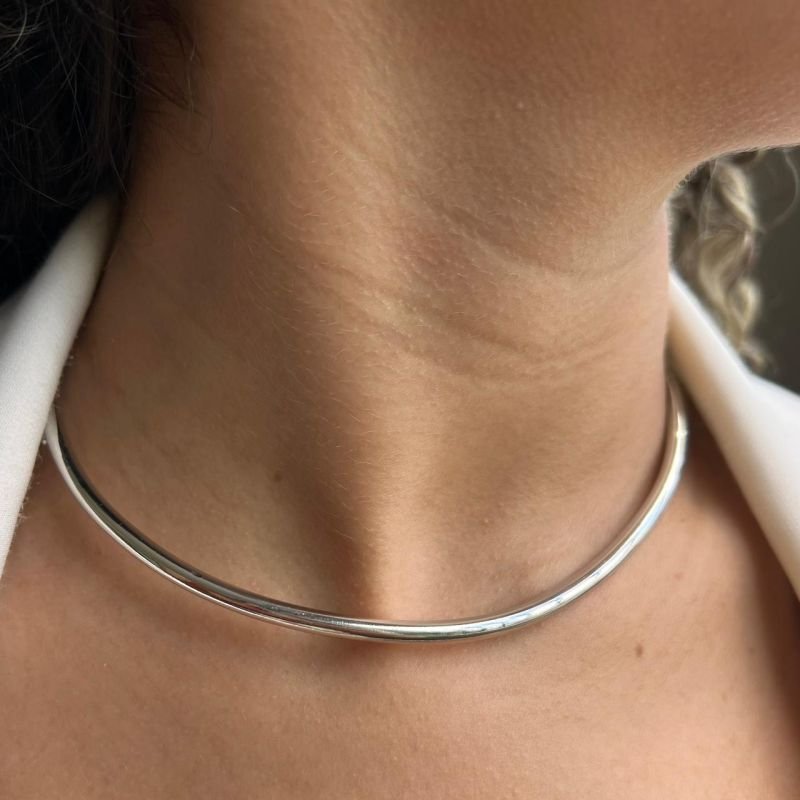 Choker Aro Rígido Biju Fina Dourado/Ródio