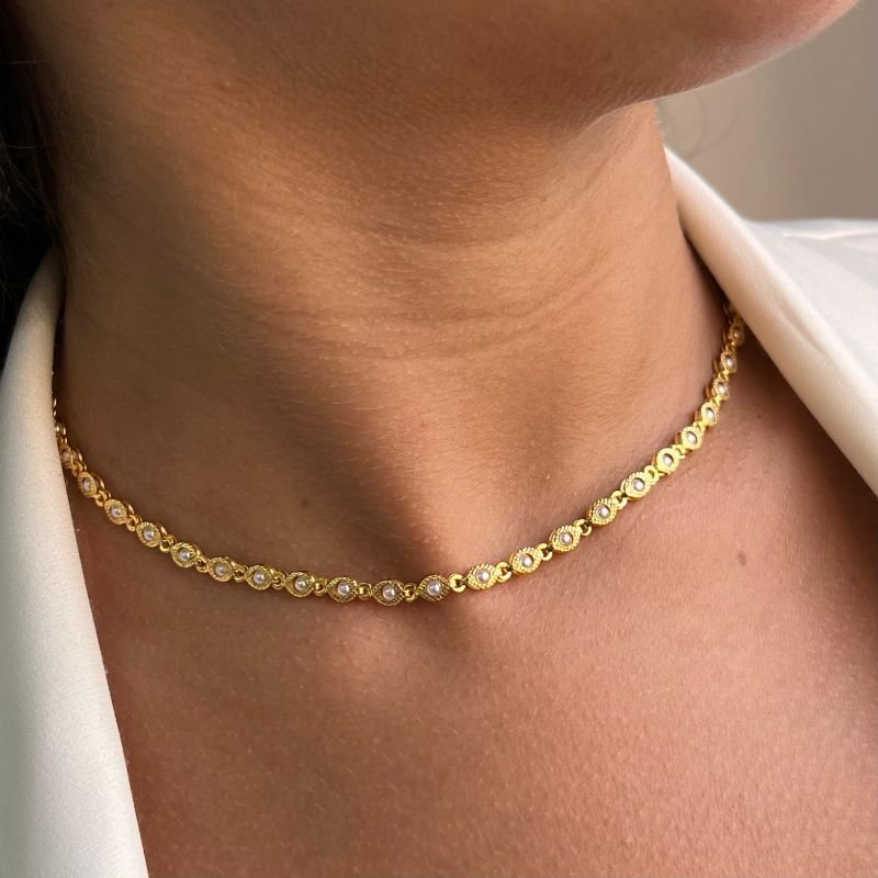 Choker Banho Ouro 18k/Prata 925