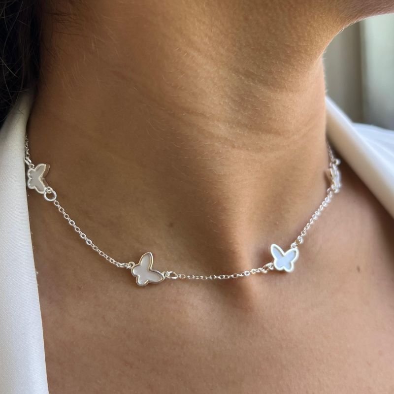 Choker Borboleta Banho Ouro 18k/Prata 925