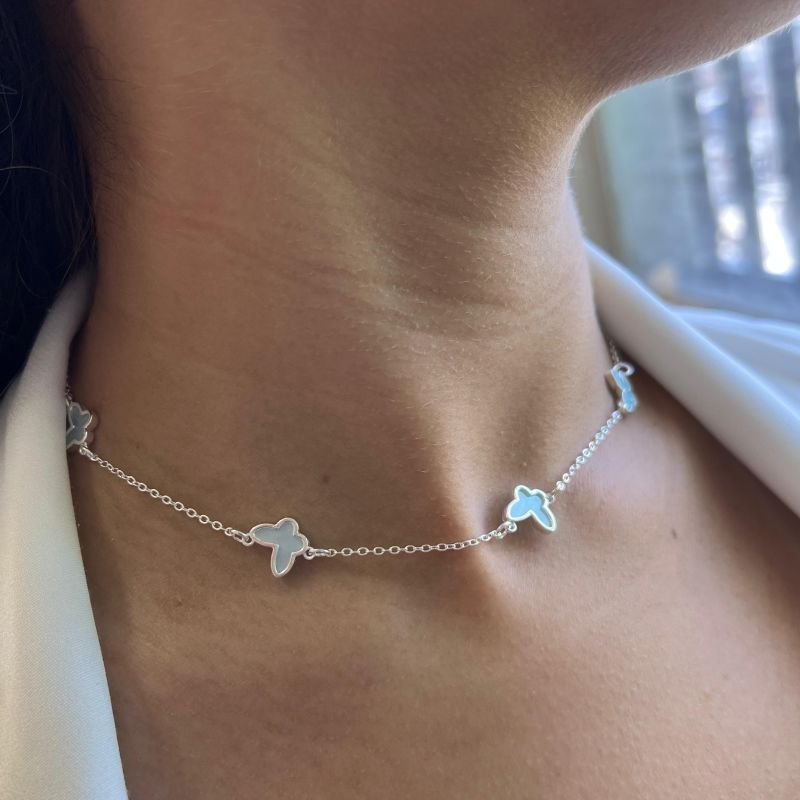 Choker Borboleta Banho Ouro 18k/Prata 925