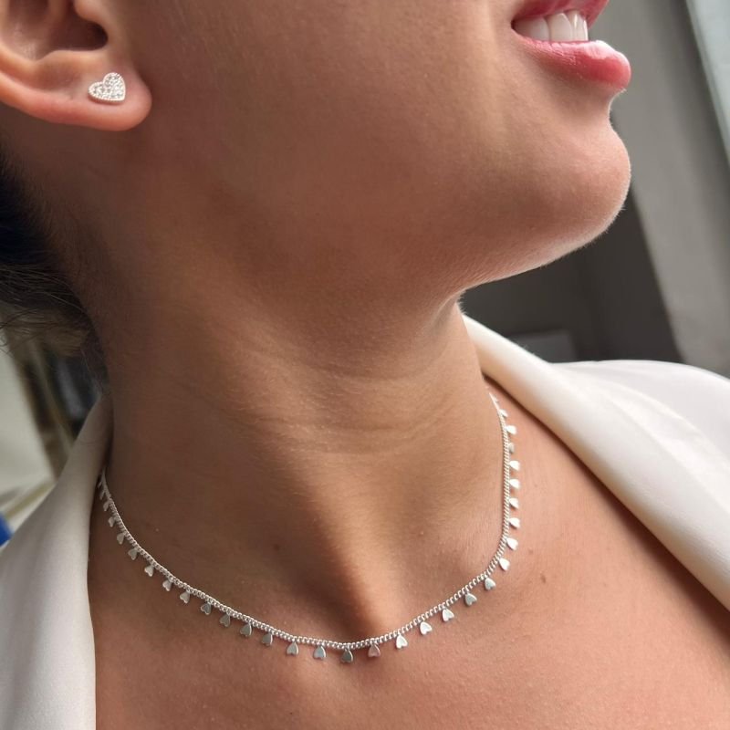 Choker Coração Banho Ouro 18k/Prata 925