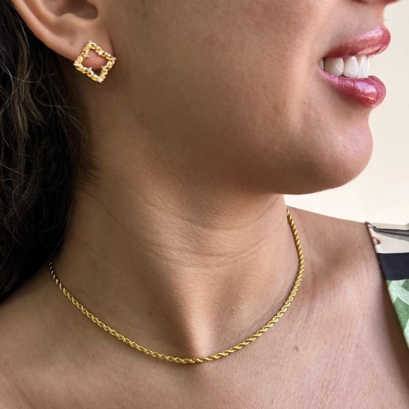 Choker Cordão Baiano Banho Ouro 18k/Prata 925