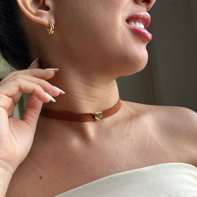Choker Courino Coração (P)