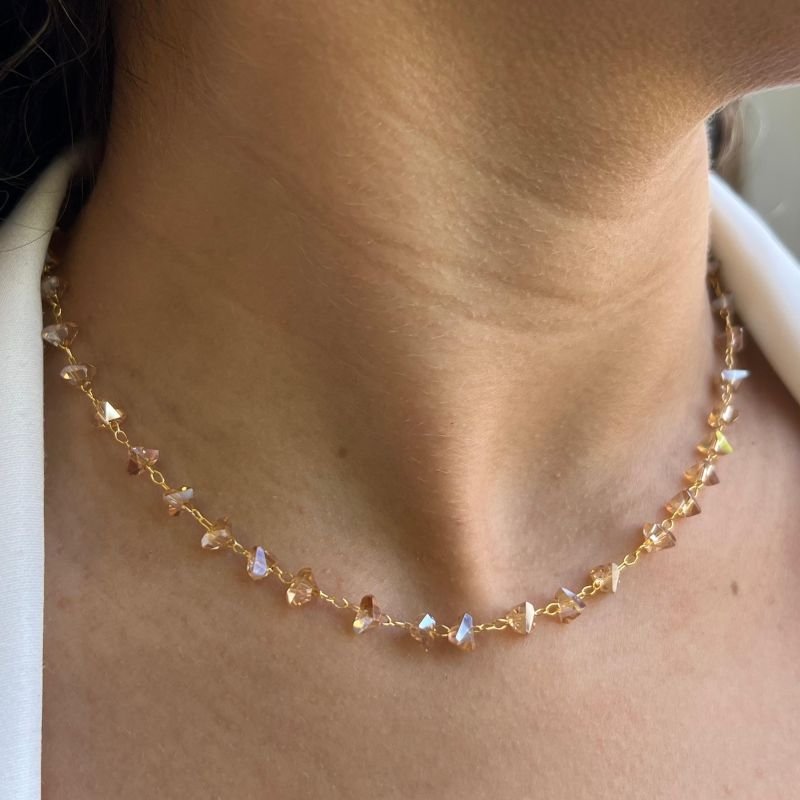 Choker Champagne Banho Ouro 18k