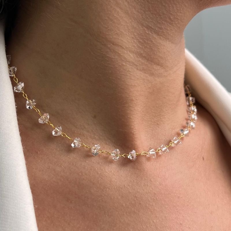 Choker Cristal Banho Ouro 18k/Prata 925