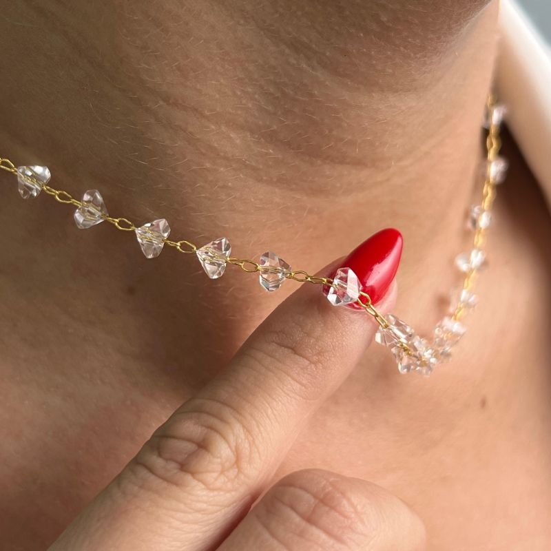 Choker Cristal Banho Ouro 18k/Prata 925