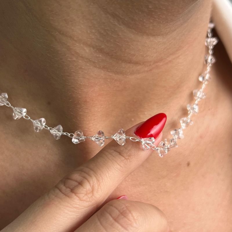 Choker Cristal Banho Ouro 18k/Prata 925