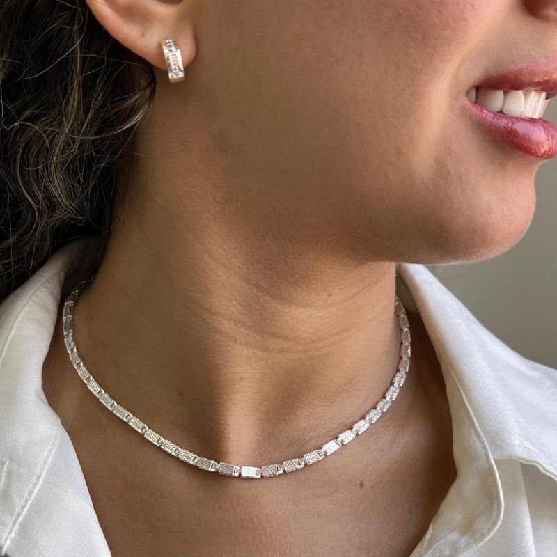 Choker Diamantada Banho Ouro 18k/Prata 925