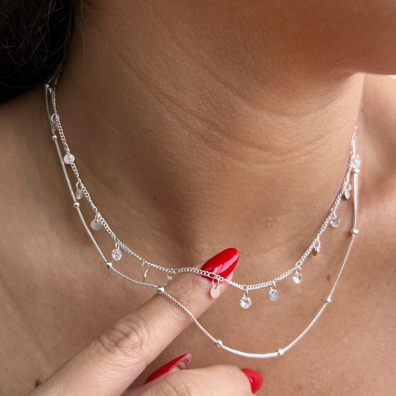 Choker Duas Voltas C/ Zirconia Banho Ouro 18k/Prata 925