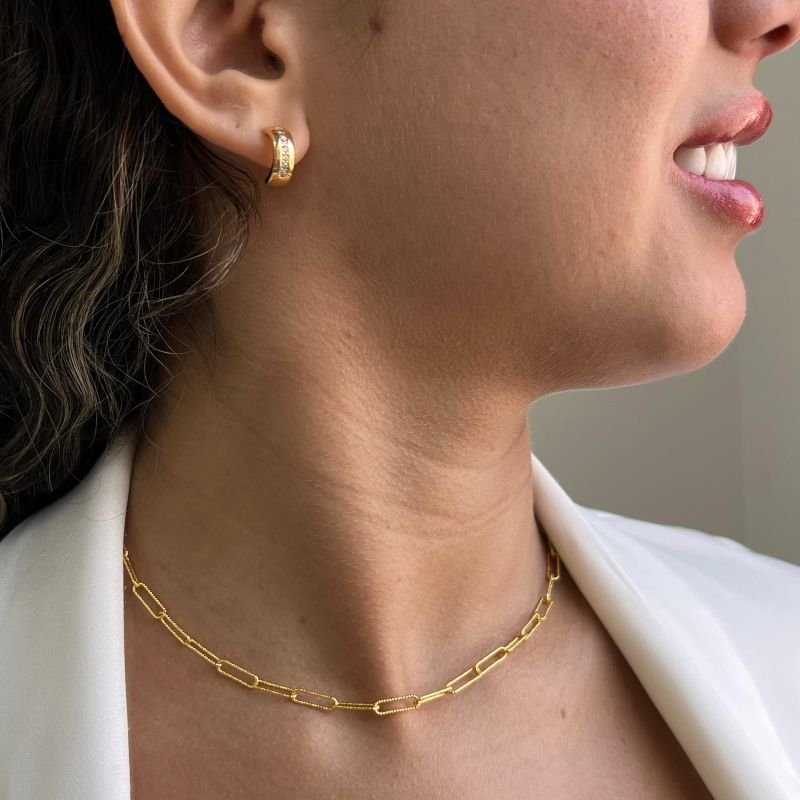 Choker Elo Banho Ouro 18k/Prata 925