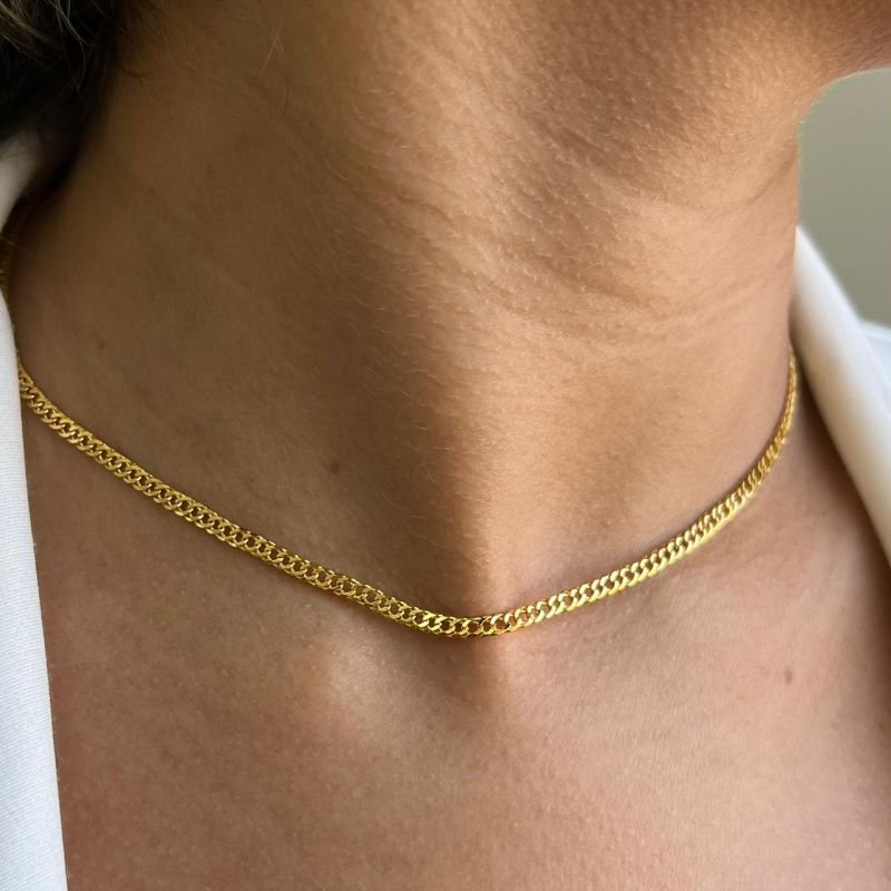 Choker Elo Banho Ouro 18k/Prata 925