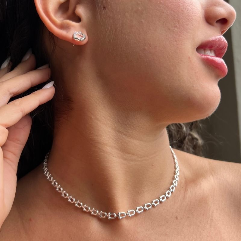 Choker Elos Banho Ouro 18k/Prata 925