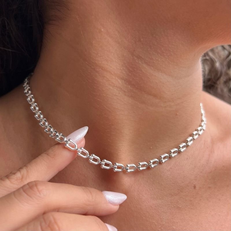 Choker Elos Banho Ouro 18k/Prata 925