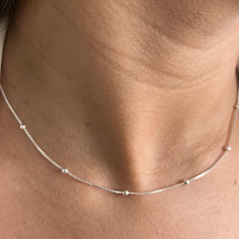 Choker Esfera Banho Ouro 18k/Prata 925