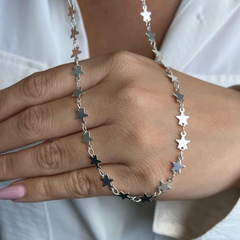Choker Estrela Lisa Banho Ouro 18k/Prata 925