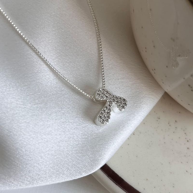 Colar Inicial T Cravejado Banho Ouro 18k/Prata 925