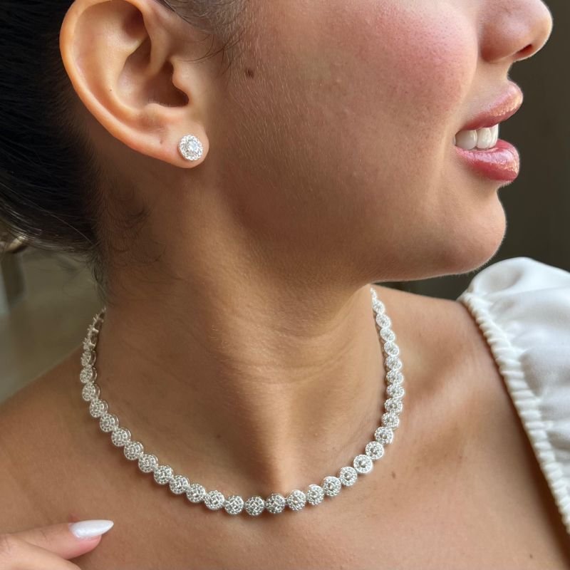 Choker Inspiração Alta Joalheria Banho Prata 925