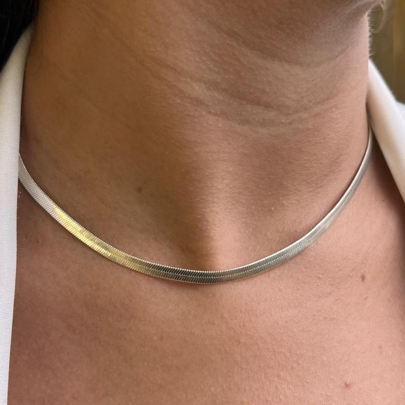 Choker Laminada Fina Banho Ouro 18k/Prata 925