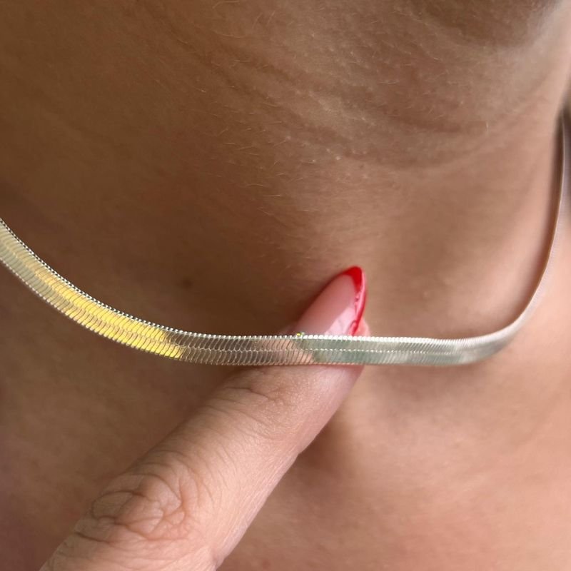 Choker Laminada Fina Banho Ouro 18k/Prata 925