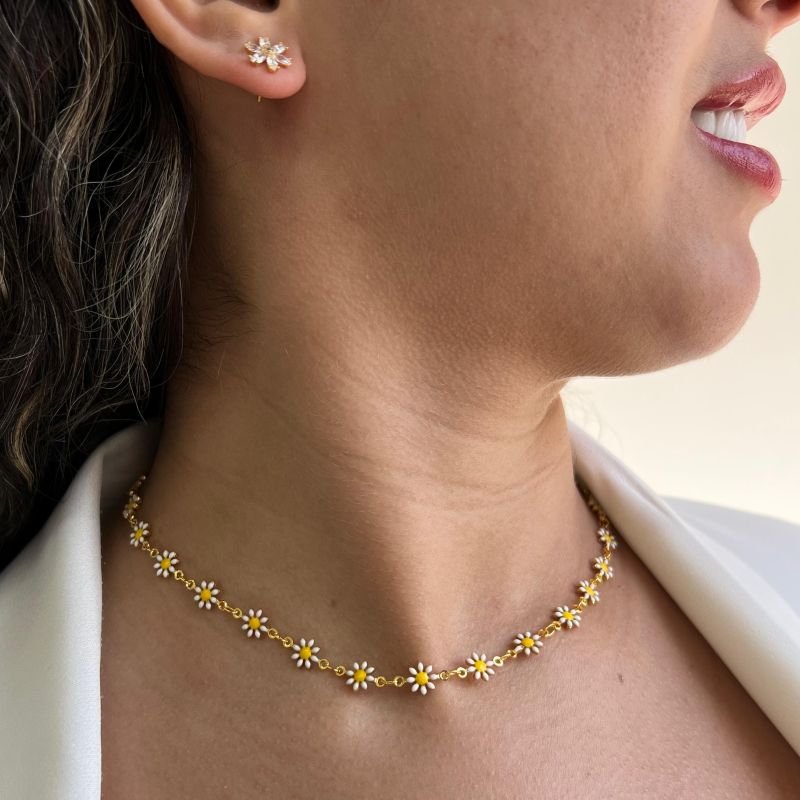 Choker Margarida Banho Ouro 18k/Prata 925