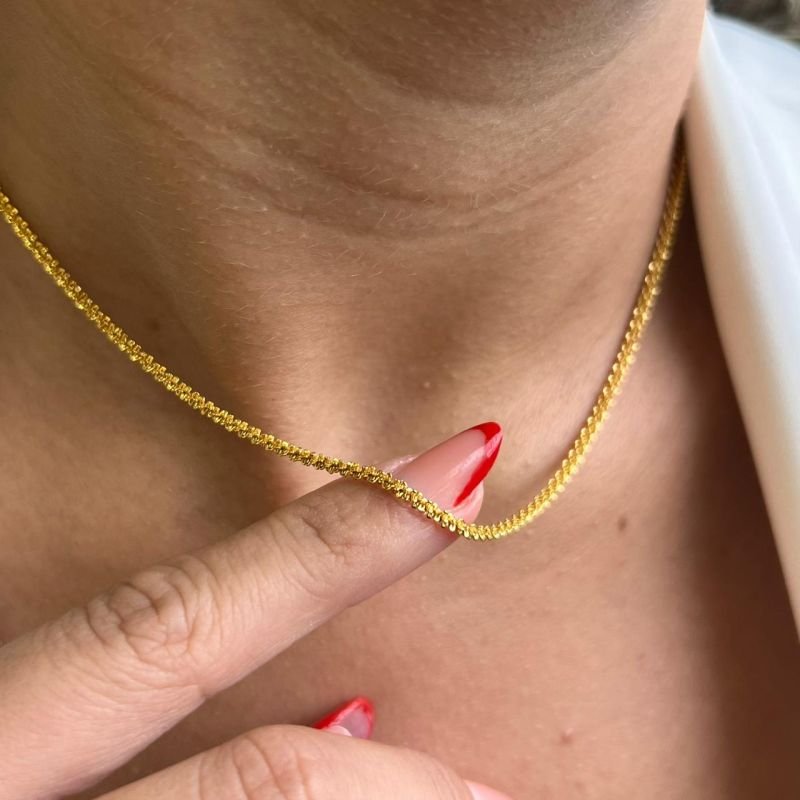 Choker Diamantada Banho Ouro 18k/Prata 925