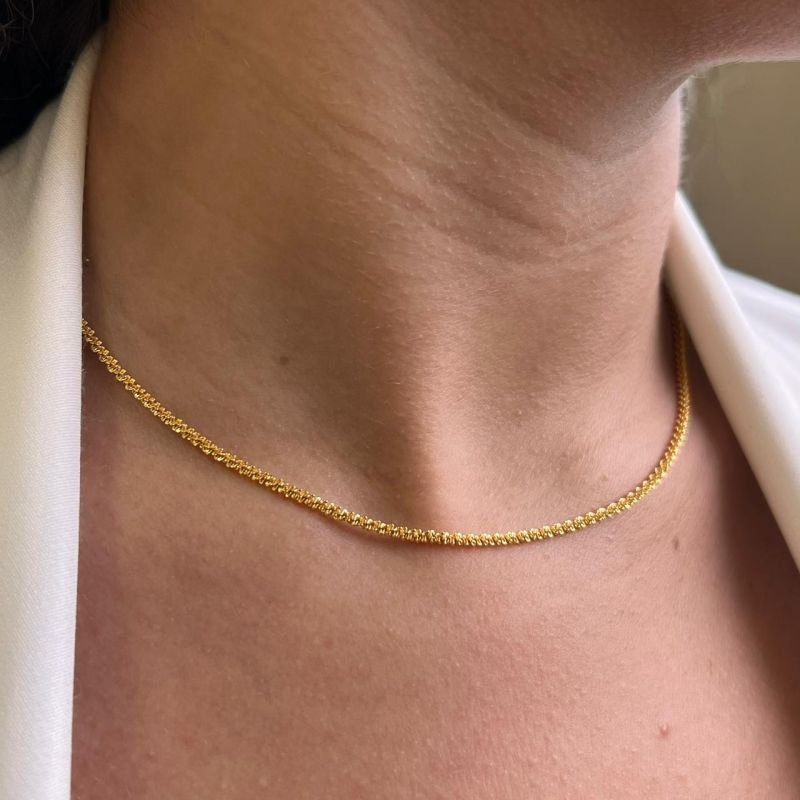 Choker Diamantada Banho Ouro 18k/Prata 925