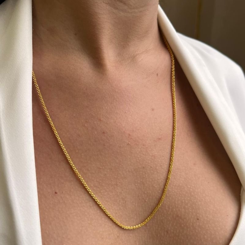 Colar Médio Diamantado Banho Ouro 18k/Prata 925