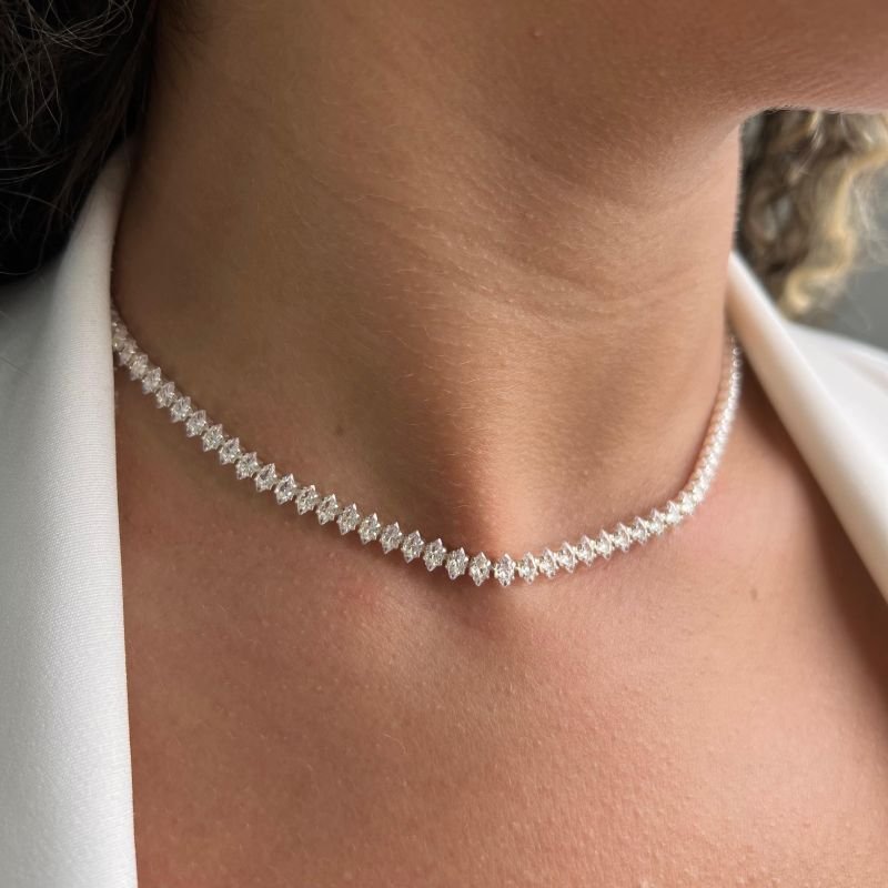 Choker Navete Banho Ouro 18k/Prata 925