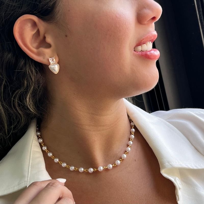 Choker Pérola Banho Ouro 18k/Prata 925