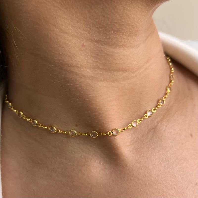 Choker Pingo de Luz Banho Ouro 18k/Prata 925