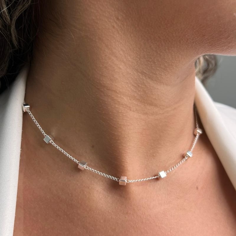 Choker Quadrada Banho Ouro 18k/Prata 925