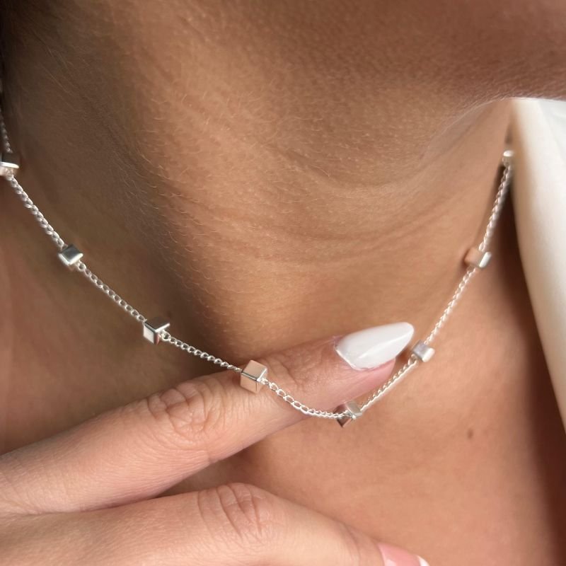 Choker Quadrada Banho Ouro 18k/Prata 925