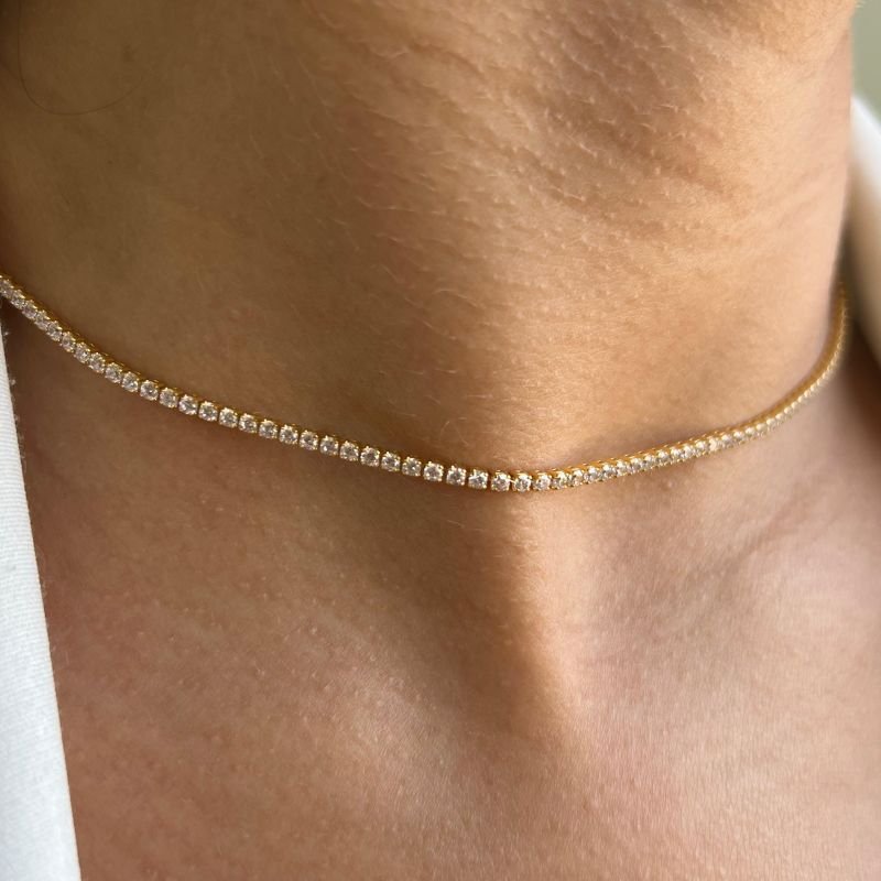Choker Riviera Extrafina Banho Ouro 18k/Prata 925