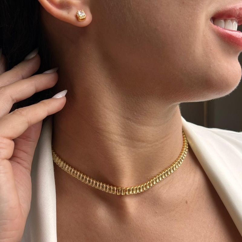 Choker Riviera Grossa Banho Ouro 18k/Prata 925