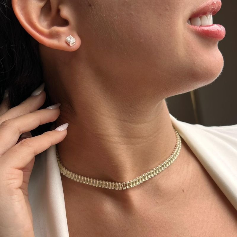 Choker Riviera Grossa Banho Ouro 18k/Prata 925
