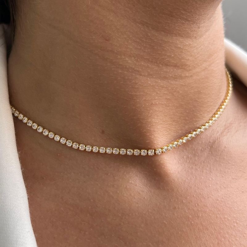 Choker Riviera Fina Banho Ouro 18k/Prata 925