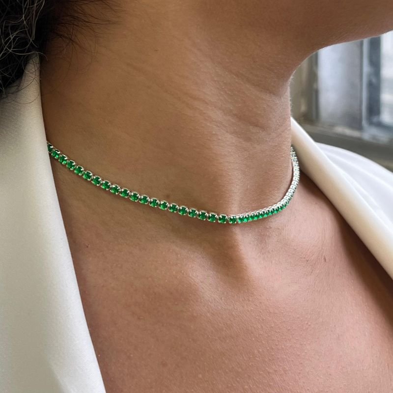 Choker Riviera Verde Banho Ouro18k/Prata 925