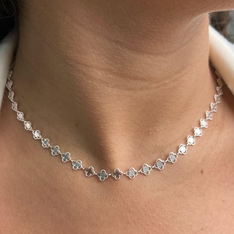 Choker Trevo Banho Ouro 18k/Prata 925