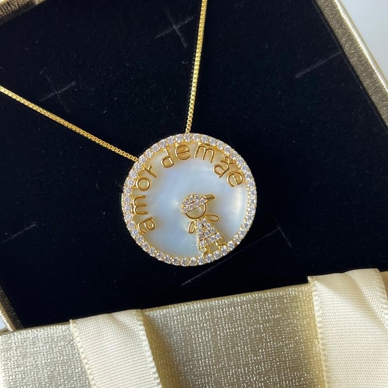 Colar Amor de Mãe c/ Madrepérola Banho Ouro 18k