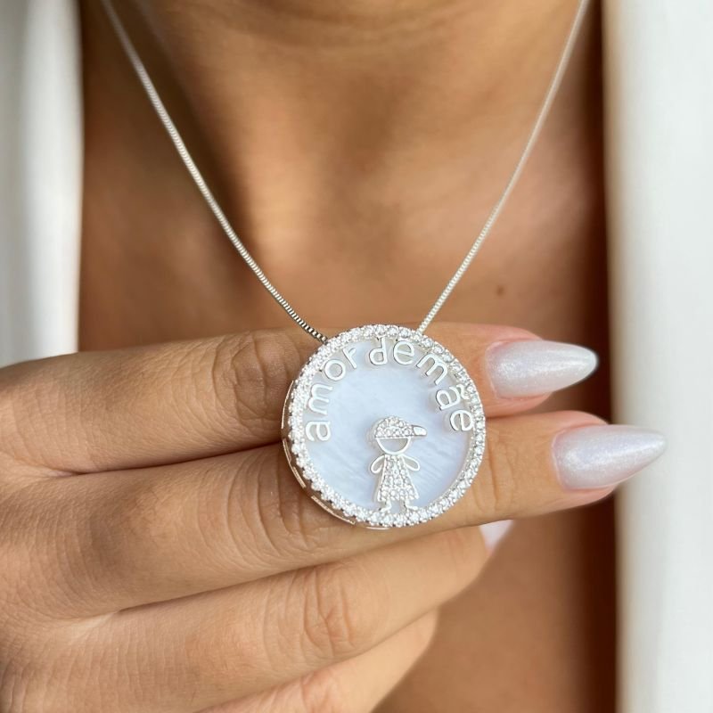 Colar Amor de Mãe c/ Madrepérola Banho Prata 925